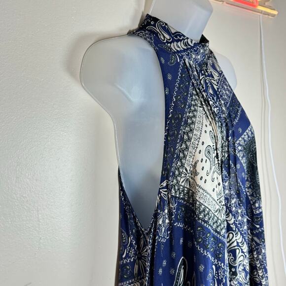 Intimately Free People Beaux Slip Dress Small Blue Bandanna Print Mini Boho - Picture 5 of 12